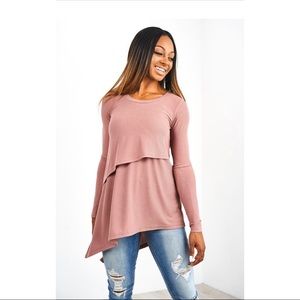 Latched Mama Ribbed Asymmetrical Nursing Tunic